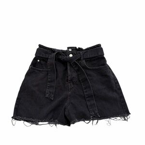 Zara High Rise Paper Bag Denim Short